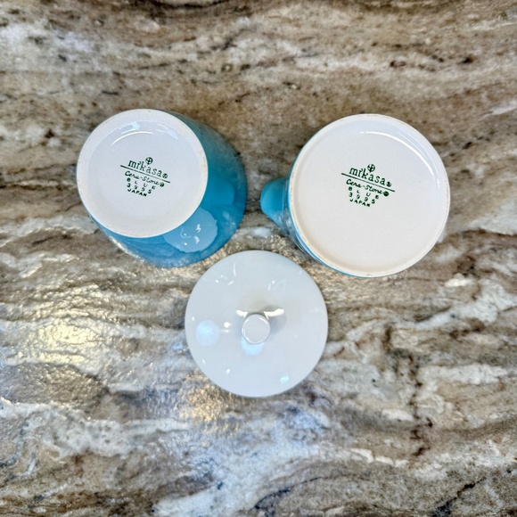 Vintage Mikasa Blue Point Cera Stone #3995 Sugar Bowl and Creamer Set - MCM - Picture 7 of 7